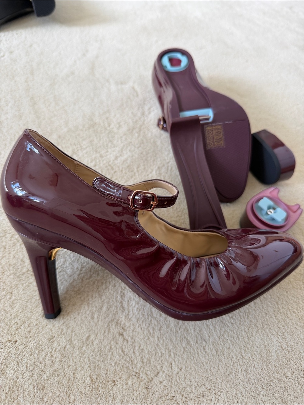 NEW Pashion Footwear The Mary Jane Flats in Cherry Mocha Patent Leather